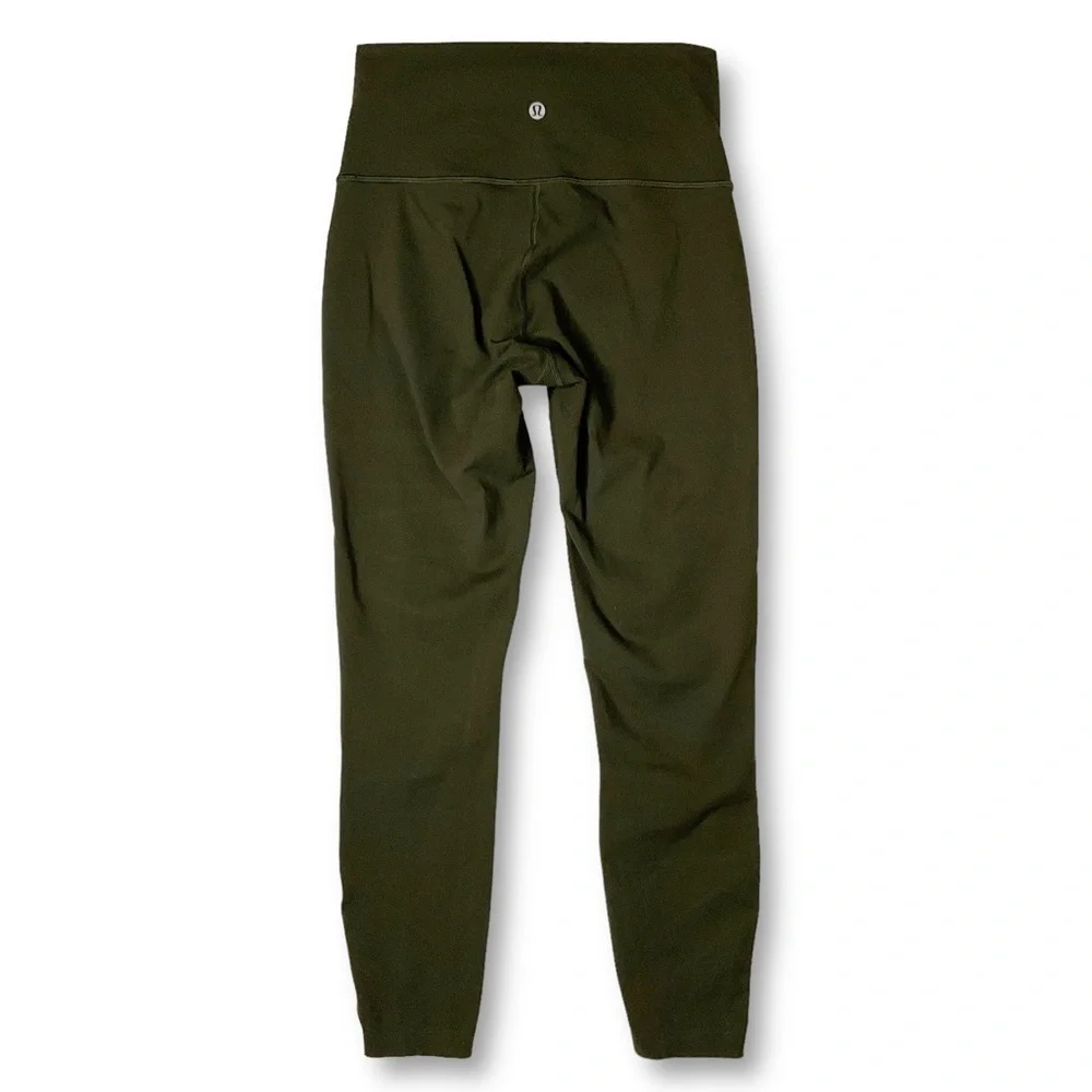 Lululemon High Times Leggings Crop Tech Mesh Tights Olive Green Sz 6    88 - Picture 7 of 12